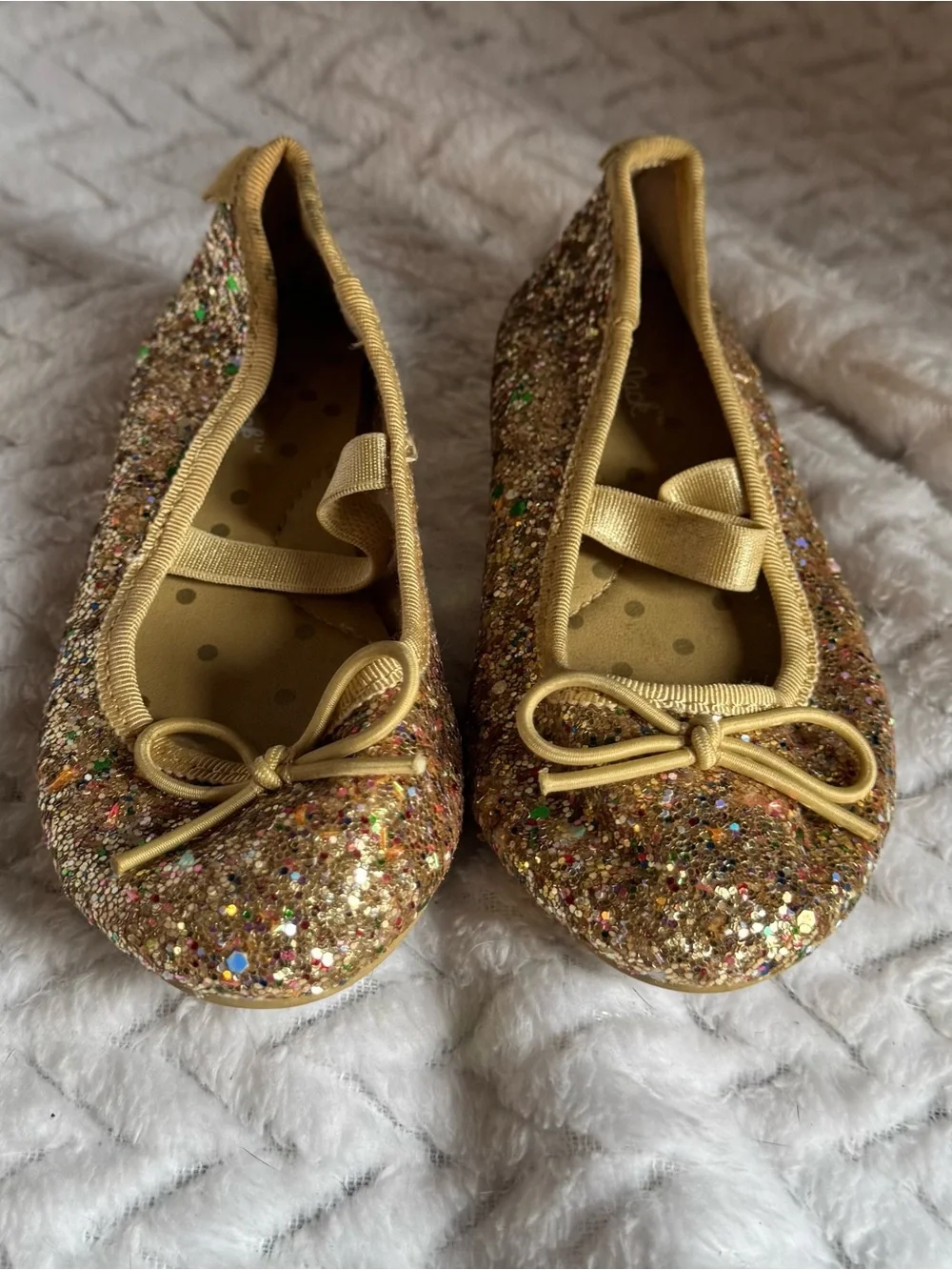 Cat & Jack Gold Glitter Ballet Flats with Bow